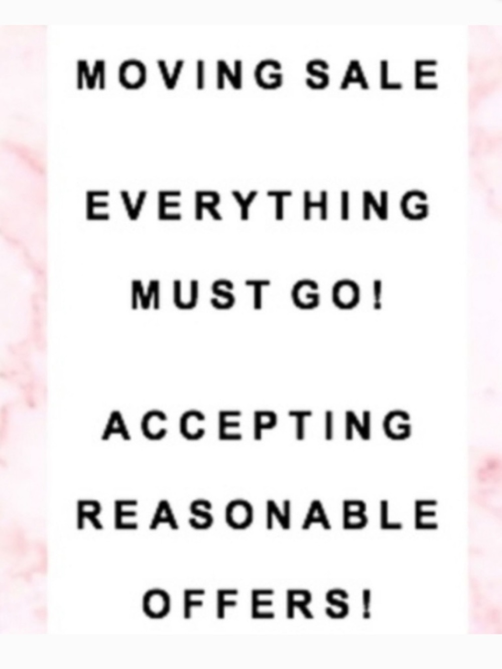 Moving Sale Sign - Pink Marble Text Poster